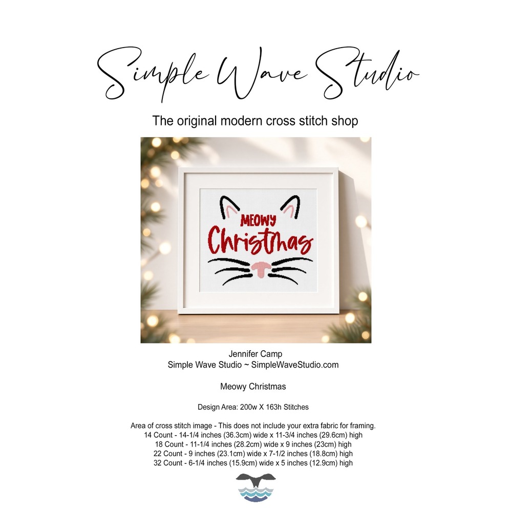 Christmas Cat Meowy Christmas Humor Counted Cross Stitch Pattern Chart
